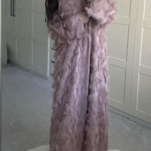 Dusty Rose Textured Tassel Abaya